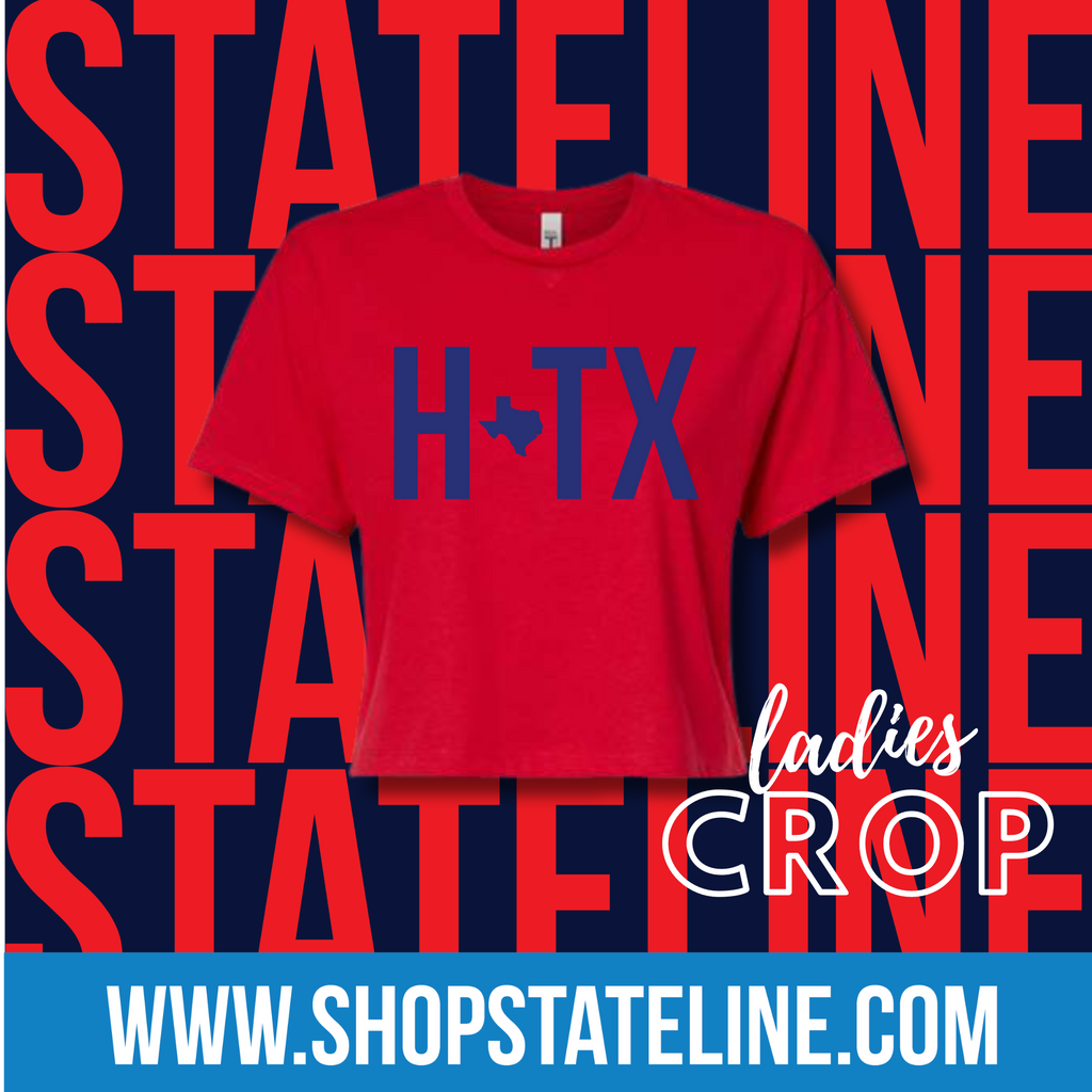 HTX Navy- RED Ladies Crop