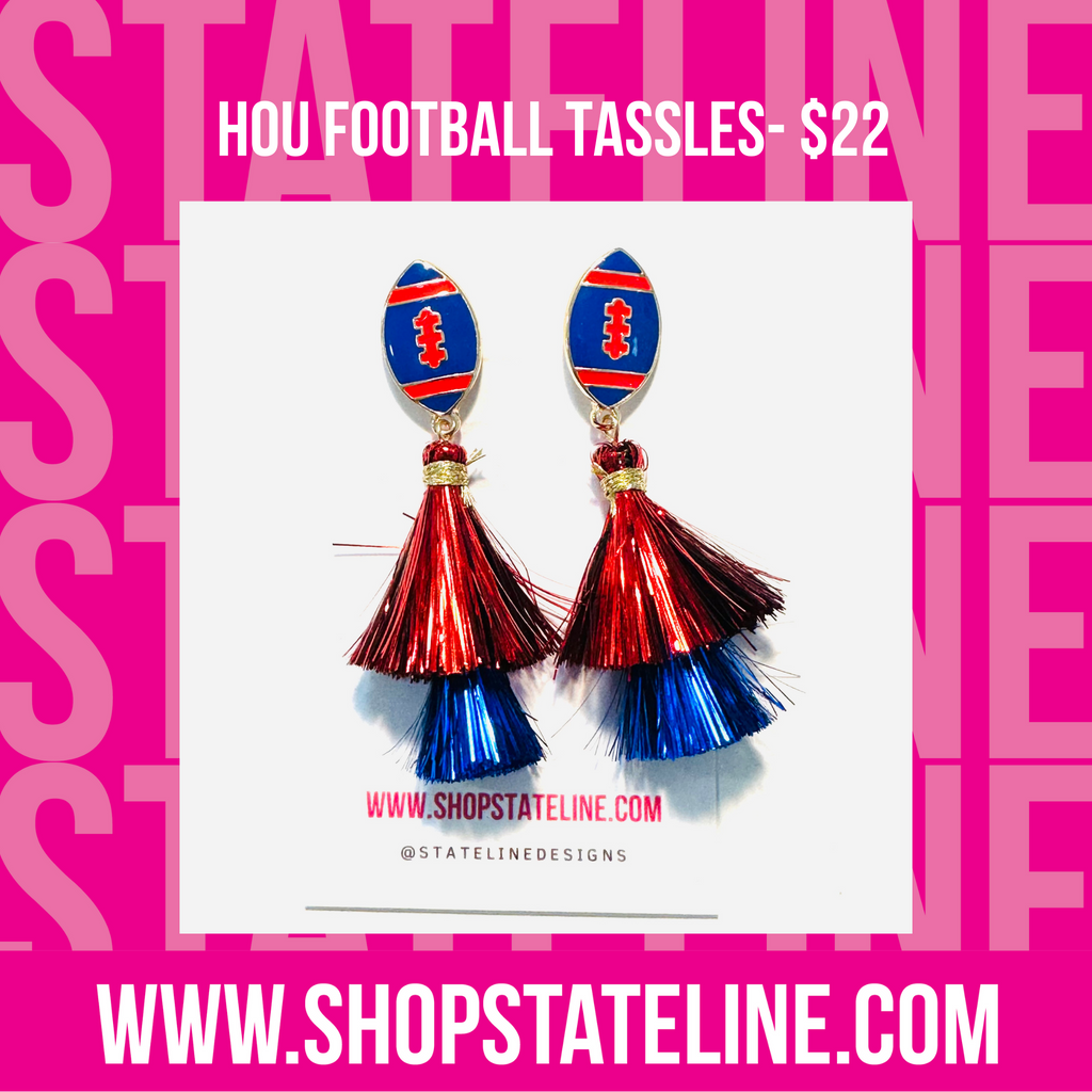 Red and Blue  - Football Tassels