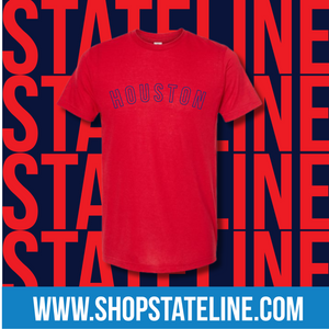 HOUSTON NAVY OUTLINE- RED UNISEX