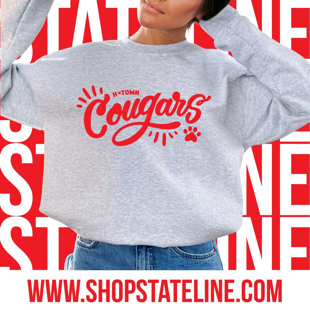 Cougars  Script - Ash Unisex Crew